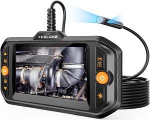 Dual Lens Endoscope Camera with Light, Teslong Mechanic Borescope Inspection Camera with Monitor, Flexible Snake Probe Camera, Fiber Optic Scope for Automotive HVAC Drain Wall