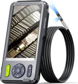5mm Dual Lens Inspection Camera, Teslong Borescope with LED Light, HD Industrial Endoscope, 5" IPS Screen, Waterproof Video Scope Camera, Flexible Cable for Home/Automotive/Pipe/Car/Wall(5FT)