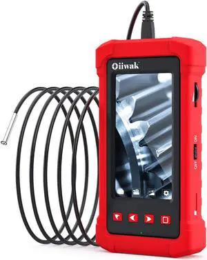 Oiiwak Endoscope Camera with Light, 3.9mm Industrial Borescope Inspection Camera, 4.3" IPS Screen 1080P HD IP68 Waterproof 6 LED Lights for Drain Pipe Wall Automotive, 5FT Semi-Rigid Cable