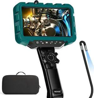 IPS Screen Articulating Borescope NIDAGE 0.24in Endoscope Camera with Light Inspection Camera with Two-Way Articulated Snake Camera, Tool Case Flexible Automotive Mechanics Fiber Optic Scope 5.3FT
