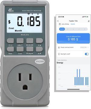 PN2500 Professional NEMA 5-15 Wi-Fi Wireless Level 1 EV Charger Pass-Through Power Usage Monitor (60-240V, 25Amp)