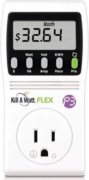 P3 International P4456 Kill A Watt Flex Plug-in Electricity Usage + Power Consumption Monitor, Watt Voltage Tester, Electrical Energy Saving Monitor with Auto Cost Calculator