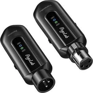 Wireless Microphone Transmitter Receiver 2.4Ghz, XLR Microphone Wireless System, Rechargeable Wireless Mic Adapter for Audio Mixer, Dynamic Mic, 48V Phantom Power for Condenser Mic