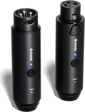 Wireless XLR Microphone Transmitter Receiver, 2.4GHz Plug-on Wireless Microphone Adapter with 24-bit/192kHz High-Resolution for Dynamic Microphone, Audio Mixer, PA System, Camera (CV-2)