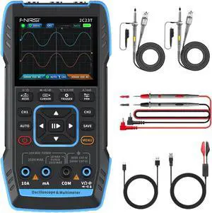 3 in1 Oscilloscope/Multimeter/DDS Signal Generator with 2 Channels, 10MHz Bandwidth, 50MSa/s Sampling Rate, 10000 Counts, Voltage, Current, Capacitor, Resistor