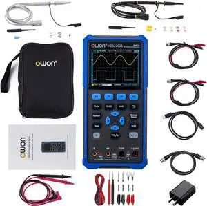 HDS2202S Oscilloscope 3 in 1 Digital Handheld Oscilloscope with 200MHz Bandwidth 3.5" LCD 2+1CH(Oscilloscope+Multimeter+Waveform Generator)