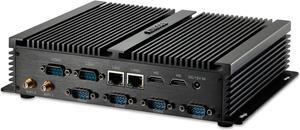 Fanless Industrial PC, W-11 Pro Mini Computer with i7 CPU, 8GB RAM, 512GB SSD, 2xNICs, 2xHD Ports, 4xUSB 3.0, 6xCOM RS232, Metal Case