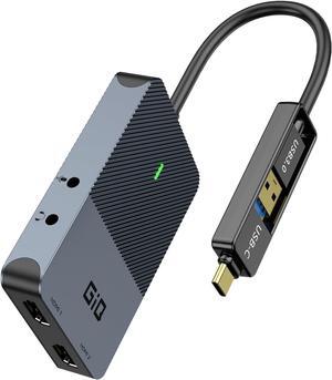 HDMI Splitter Extended Display for Dual Monitor, Dual 2K@60Hz Universal Video Graphics USB to Dual HDMI Adapter for USB A & USB-C Adapter, Compatible with USB 4,Windows and Mac