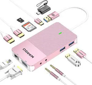 USB 3.0 Docking Station, Triple Display USB Hub Dual Monitor, USB C Laptop Docking Station Compatible with MacBook M1 (2HDMI VGA SD TF Card Reader Ethernet Audio 2USB 3.0)