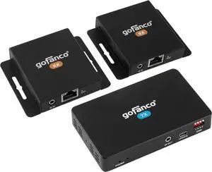 gofanco 1080p 1x2 HDMI Extender Splitter Over CAT6/7  Dual HDMI Outputs on Each RX, Up to 164ft (50m), HDCP 1.4, PoC, EDID Management, Loopout, IR Extension, Low Latency, 7.1-ch Audio (HDExt2P)
