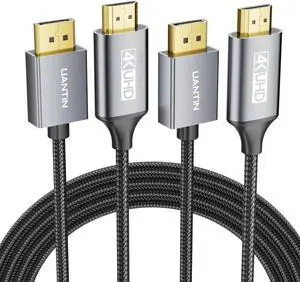 2-Pack 4K DisplayPort to HDMI Cable 6Ft | 1080P@120Hz 1440P/2K@60Hz Uni-Directional DP to HDMI Male Braided Cord Display Port to HDMI Cable for Desktop   ThinkPad HP AMD NVIDIA