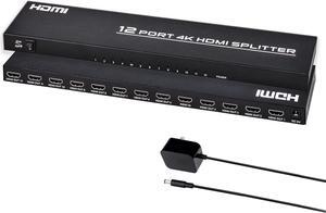 Splitter 1 in 12 Out, 4K@30Hz Powered HDMI Splitter Video Split Duplicator/Distributor Duplicate/Mirror Screen, 3D 4K HDMI Splitter for Watching Sports Matches, Exhibitions, TV Stores