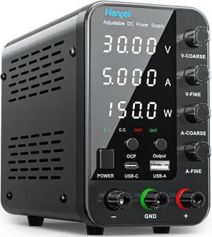 30V 10A Bench Power Supply with Encoder Coarse & Fine Adjustments Knob, Adjustable Switching Regulated lab Power Supply with 5V 3.6A USB & Type-C Quick-Charge