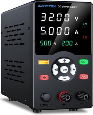 Bench Power Supply with Precise Voltage & Current Setting Button, Variable Power Supply with Output Button, USB Fast Charging Port, OCP Short Circuit Alarm (30V 10A Black)