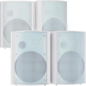 800W 6.5 Inch Bluetooth Outdoor Speakers Waterproof Wired with Multifunctional Amplifier Wall Mount Weatherproof Loudspeaker System for Patio Garden Poolside Home(4 Speakers,White)