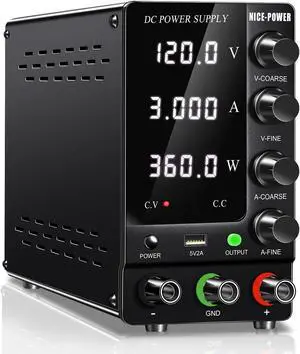 DC Power Supply Variable 60V 5A, Adjustable Switching Regulated DC Bench Power Supply with Output Switch, High Precision 4-Digit LED Display, Benchtop Lab Power Supplies with 5V/2A USB Port