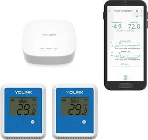 2-Pack X3 Version Temperature Humidity Data Logger, Longest Wireless Range, 5+ Years Battery, Emails/Text/App Alerts, Alexa, Best Freezer, Greenhouse Monitor. Hub Included