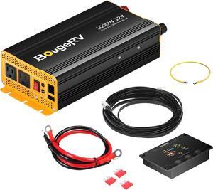 Upgrade 1000W Pure Sine Wave Inverter, Convert DC 12V to AC 110V, Fully 1000W Output, Built-in Bluetooth for BougeRV APP, Wired Remote Controller, Off-Grid Solar Power System, RV, Backup Power