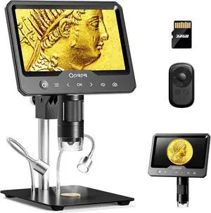 LCD Digital Microscope, Full View Coin Microscope with Screen, Coin Magnifier with Light, Magnifying Glass for Collectors, Micro Soldering Microscope for Electronics Repair, 11" Stand