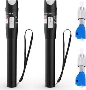 2PCS Visual Fault Locator + FC/LC Connector Kit 30mW 30KM, VFL Include Single Mode 9/125um FC Male to LC Female Adapter, Red Fiber Light Pen for Network Fiber Cable Test, Fiber Optic Source Tester