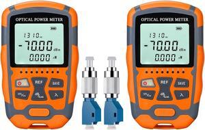 2-Pack 4-in-1 Fiber Optic Tester, Portable Fiber Power Meter FC/SC/ST Standard Interface, Built-in 30Km Visual Fault Locator (OPM&VFL) Network Cable Tester with 2pc FC to LC Adapter