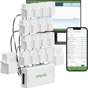 Gen 3 Smart Home Energy Monitor with 16 50A Circuit Level Sensors | Home Energy Automation and Control | Real Time Electricity Monitor/Meter | Solar/Net Metering