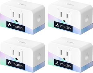 Smart Plug, Energy Monitoring Smart Outlet, Wi-Fi Plug Work with Alexa,  HomeKit, Google with Schedule Timer, 15A/1800W, 100% Privacy Matter Smart Home, App & Voice Control 4 Pack