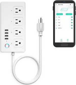 Smart Power Strip, YoLink 1/4 Mile World's Longest Range Power Strip Compatible with Alexa Google IFTTT,Surge Protector Plugs 4 USB Charging Ports + 4 AC Plugs for Multi Outlets - YoLink Hub Required