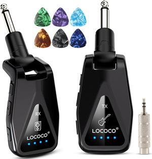 Wireless Guitar System: 164 Feet Range Wireless Transmitter Receiver - UHF 4 Channels Rechargeable Audio, 220° Rotatable Plug Design for Guitar Bass and Electric Instruments.(Black)