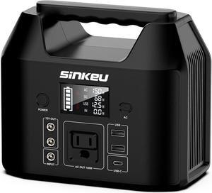 E150 Portable Power Station 150W 122.8 Watt Hours LiFePO4 Battery Power Bank Camping Solar Generator with 110V AC Outlet(USB*2 DC*2 USB-C) Flashlight for Outdoor Home Travel Emergency(Black)