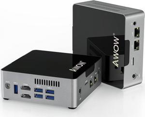 AK34 Mini PC  Celeron J3455, 6GB DDR4 128GB SSD, Mini Desktop Computer Dual LAN/Dual 4K Display/2.4G+5G Dual Band WiFi/Bluetooth/2x HDMI/5x USB3.0 Ports Micro PC