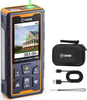 Laser Measuring Tool, 393ft Green-Beam Laser Measure, Outdoor Laser Measurement Tool with 4X Camera, P2P Technology, IP68, Rechargeable Laser Distance Meter, Length, Area, Volume, Angle Sensor