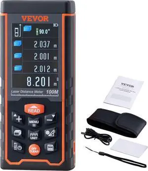Laser Measure, 328 Feet Laser Measurement Tool, Laser Distance Meter with Electronic Angle, M/Ft//in Unit Switching, 2.4'' Colorlit Screen, Measure Distance/Area/Volume, Pythagorean Mode