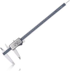 IP54 Grade Digital Caliper, DCLR-1205 0-12" /300mm, Inch/Metric/Fractions Conversion, Stainless Steel, Large LCD Screen