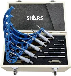 0-6" Premium Outside Micrometer 0.0001" Precision Solid Metal Frame Carbide Tip 6 pcs Set 303-2653N R)