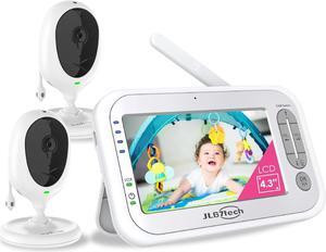 Video Baby Monitor with 2 Cameras-4.3" Screen,Temperature Alert,Auto Night Vision,Timer Setting,Alternating Feeds,Long Range, Long Battery Life,No WiFi, Up to 4 Cameras Connected