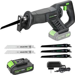 Reciprocating Saw, Cordless Reciprocating Saw with battery, 0-3000RPM, 20V 2.0Ah Cordless Saw, 3pcs 6-inch Wood Saw Blade & 2pcs 6-inch Metal Saw Blade for thin wooden board, soft metal