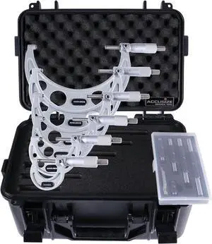 Industrial Tools 0-6 inch by 0.0001'' Ultra-Precision Outside Micrometers with Carbide Tips 6 Pc Set, Eg00-0906