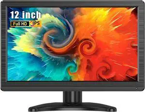 12 Inch Small HDMI Monitor, Mini Monitor IPS Display, HD Video Monitors Screen External Monitor for Laptop Security Camera Raspi, 1366x768, Built-in Speaker
