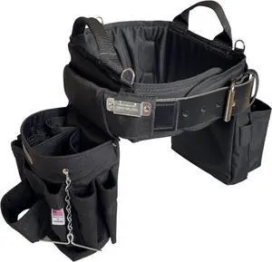 Ultimate Electrician's MAX Combo with Comfort Back Support Tool Belt, Leather Belt Buckle, Heavy Duty Tool Belt, Black, (Large 33-36 Inch Waist), Tool Belt Made in USA