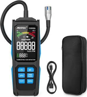Gas Detector with Audible & Visual Alarm, Rechargeable Gas Sniffer with 11.3-inch Gooseneck, Locating Propane, Natural Gas, Combustible Gas Leak for Home and RV
