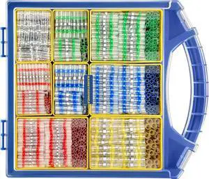 1000PCS Solder Seal Wire Connectors,Marine Grade Heat Shrink Wire Butt Connectors AWG 26-10 (5Colors/5Sizes) with Removable Storage Bins