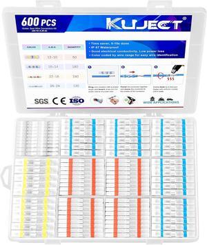 600PCS Solder Seal Wire Connector Kit, Solder Seal Butt Terminal Waterproof Insulated Electrical Wire Splice for Automotive Marine Boat