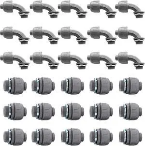 Liquid Tight Connector Non-Metallic Electrical Conduit Fittings, PVC Flexible Conduit Fittings, UL Listed(Straight+90 Degree)