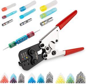 ST2170 AS81824 Heat Shrinkable Crimp Splice Set with ACT-232 Crimp Tool (M22520/37-1 Equivalent) G411 Go-No Go Gauge 12# 16# 20# Butt Splice Connectors Includes PVDF/PE Heat Shrink Tubes