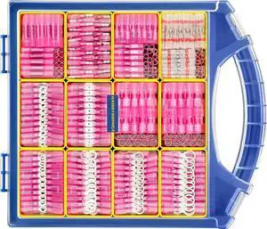 880PCS Red Heat Shrink Wire Connectors Kit,22-16 Gauge Ring Fork Spade Bullet Solder Butt Connectors (11Type)