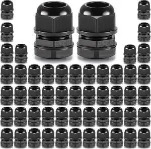 50pcs 3/4" NPT Cable Glands, Strain Relief IP68 Waterproof Nylon Cord Connector, Wire Pass Through Grip for 13-18mm Cable Diameter (3/4" NPT, 50pcs)