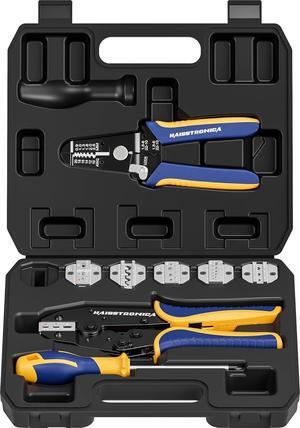 8PCS Crimping Tool Set - Ratchet Wire Crimping Tool for Heat Shrink,Insulated Nylon,Non-Insulated,Ferrule Wire End,Open Barrel Terminals,Solar Connectors