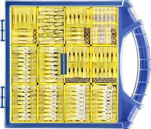 480PCS Yellow Heat Shrink Wire Connectors Kit,12-10 Gauge Ring Fork Spade Bullet Solder Butt Connectors (11Type)