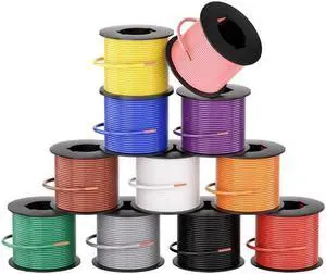 14 Gauge 100FT 11 Colors Automotive Primary Wire Spools Copper Clad Aluminum Low Voltage for RV Camper Towing Wiring Car Stereo Audio Trailer Harness Hookup Wiring 12V (1100FT Total)